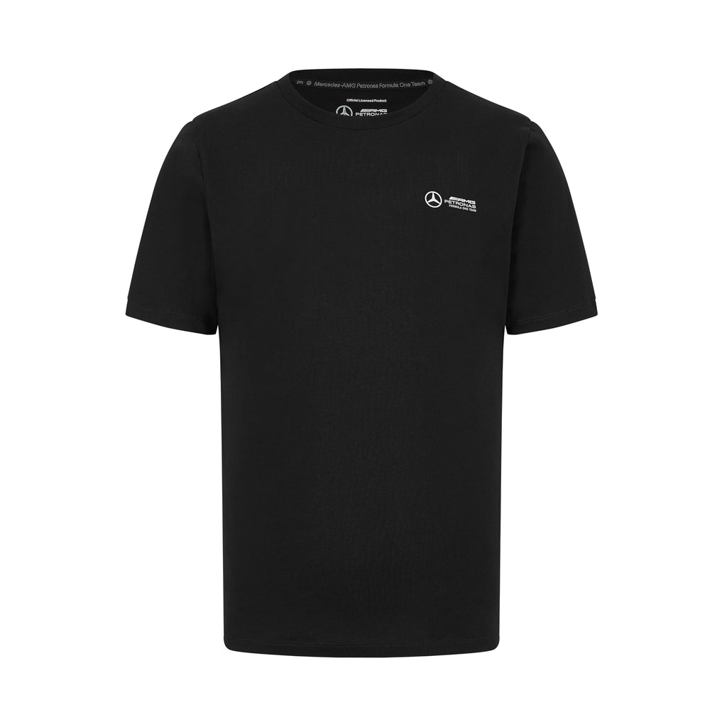 T-shirt Homme Mercedes AMG Petronas F1 avec Petit Logo 3D de l'Équipe - Noir - Taille: M